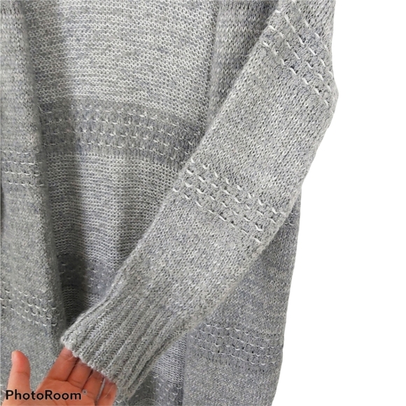 Love stitch Grey Striped Long Chunky Knit Cardigan - Picture 3 of 9